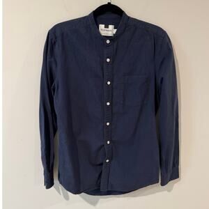 Topman Men’s Navy Banded Collar Stretch Shirt Size S, Long Sleeve Dress Shirt